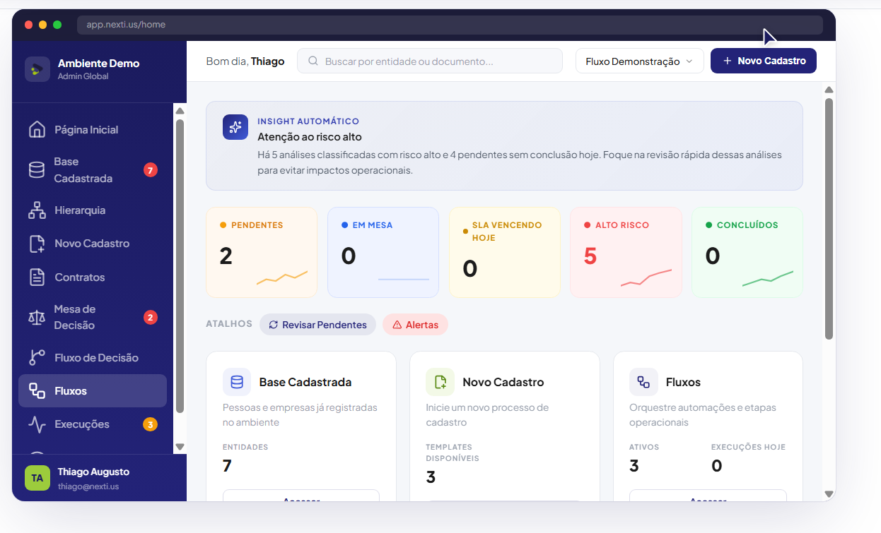 Interface do nflow em uso